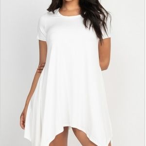 White Asymmetrical Mini Dress